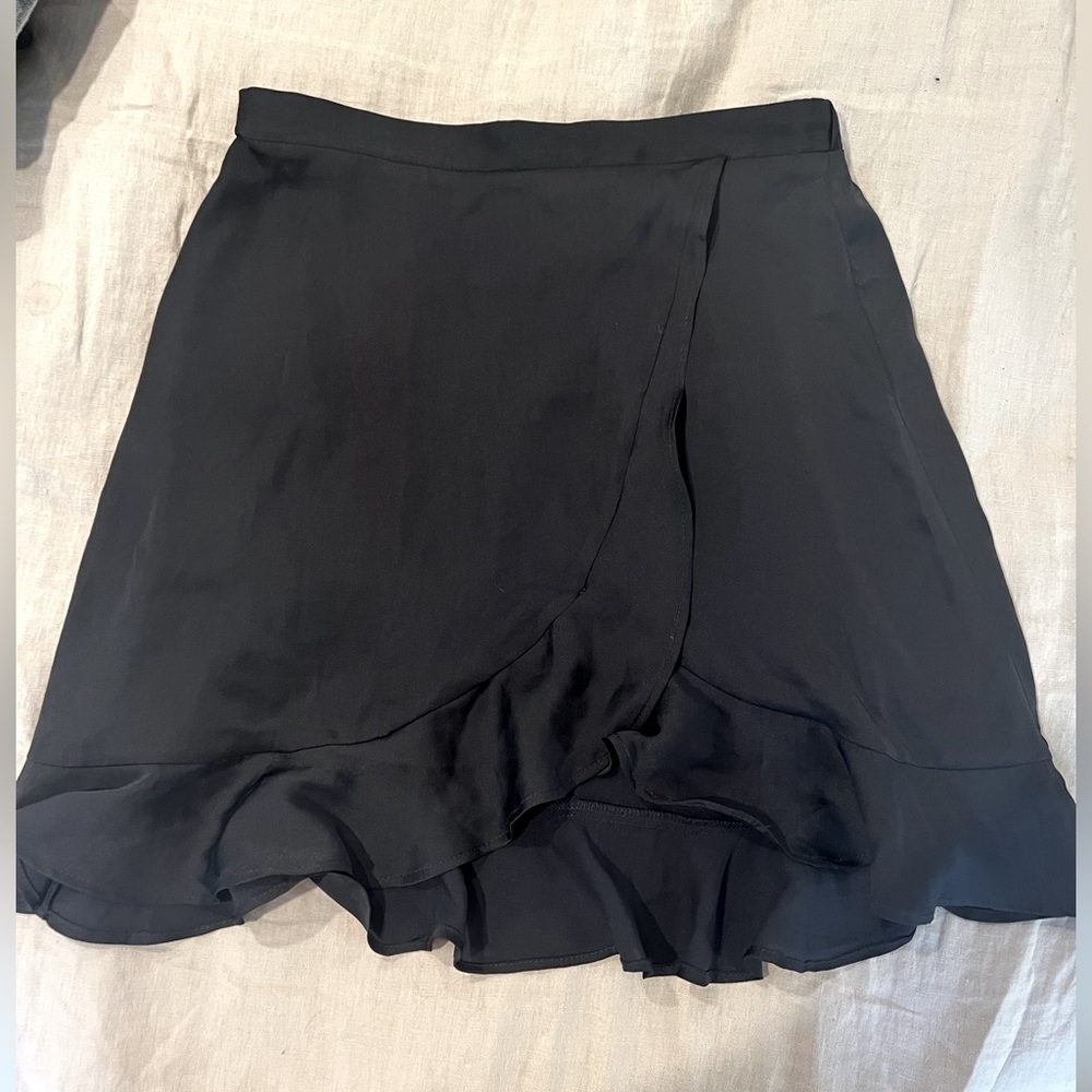 Free People Intimately Blue Silk Ruffle Wrap Skirt